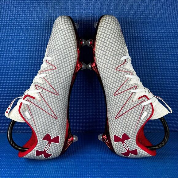 🔴 UNDER ARMOUR TEAM NITRO LOW Men`s Size 12 Grey Red Soccer Cleats 1291122-101 - Picture 5 of 8
